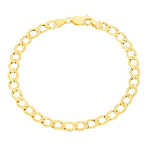 Nuragold 14k Real Yellow Gold Cuban Curb Link 5.5mm Chain Bracelet (7