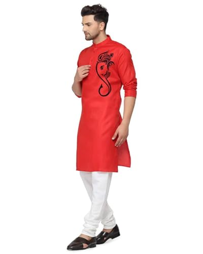 Image of Men's Digital Printed Kurta for Pooja Festival Ganesha
