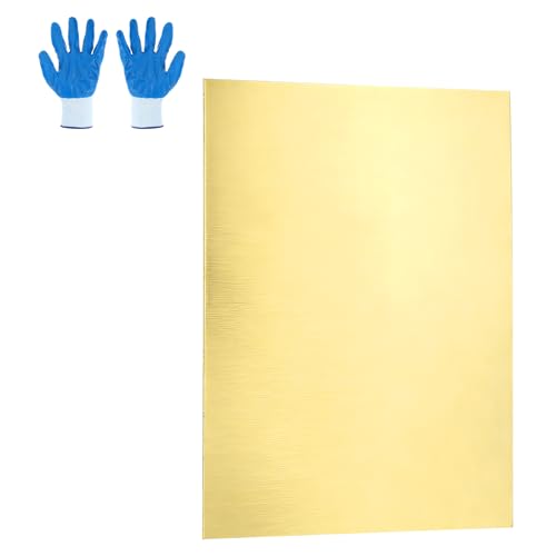 MECCANIXITY Brass Sheet, 2" X 8" 24 Gauge(0.5mm) Thickness H62 Brass Metal Plates Thin Metal Sheets with Gloves for Craft DIY Model Jewelry Electrical Repair Industrial, Pack of 1, Gold