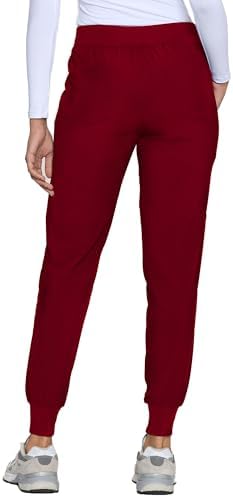 COZYFIT Womens Scrub Pants - Soft Stretch Yoga Style, Burgundy, X-Small - 2