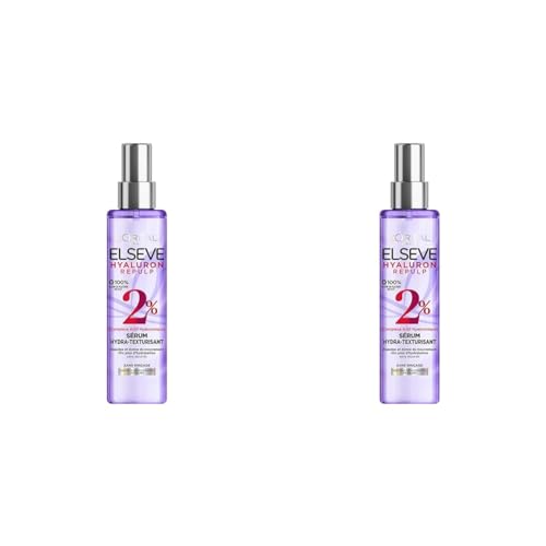 L'Oréal Paris - Sérum Hydra-Texturisant pour Cheveux Déshydratés et Fatigués - Hydratation 72H - À l'Acide Hyaluronique - Elseve Hyaluron Repulp - 150 ml (Lot de 2)
