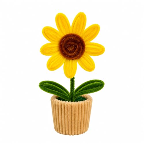 Sunflower Pot | Aesthetic pipecleaner Sunflower for Desk | Desk D...