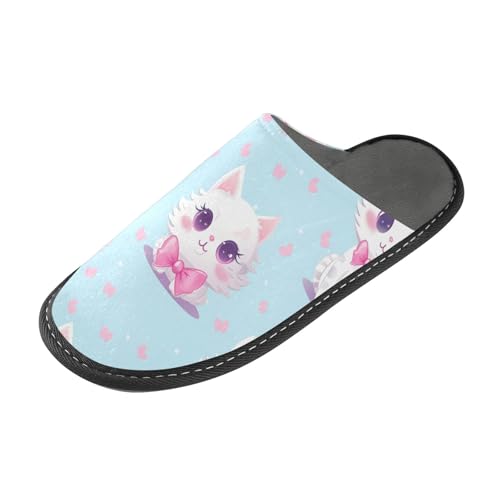 Elegant Cat Fuzzy Slippers Soft Home Bedroom Slippers for Women Men House Shoes