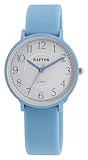 Raptor Orologio da polso analogico da donna, colore blu, lunghezza totale 23,5 cm, cinturino in silicone – 3 ATM