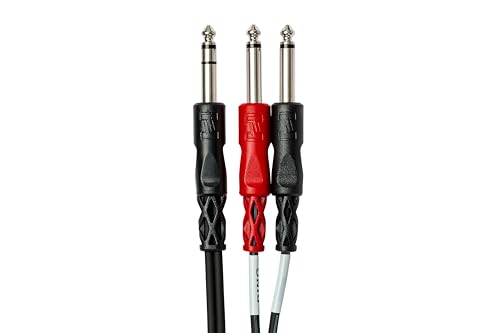 HosaTech STP-204 4m 1/4 inch TRS to Dual 1/4 inch TS Insert Cable, Black, 13.1'