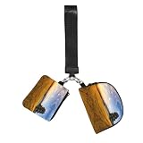 WZYCWB Monedero unisex de poliéster con cremallera, 10 x 12 cm, estampado de paisaje de hierba dorada otoñal con 2 compartimentos