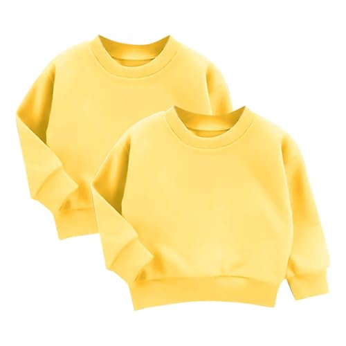 2 Pack: Kids Crewneck Sweatshirts Boys Girls Long Sleeve Cotton Pullover Tops Trendy Comfy Casual Loose Sweatshirt