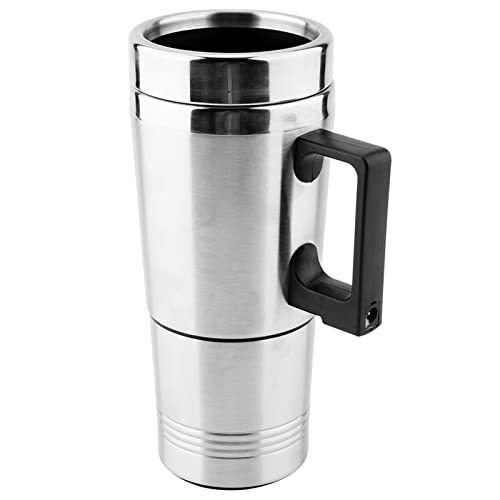 Car Electric Kettle 12V, Coffee Tea Water Heating Cup, Electric Heating Mug Drinking Cup Travel Kettle 350ML + 150ML Stainless Steel