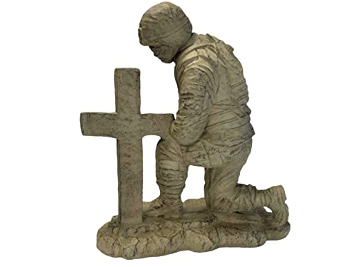 Estatua Soldado Arrodillado junto a Cruz 22 pulg miniatura 3