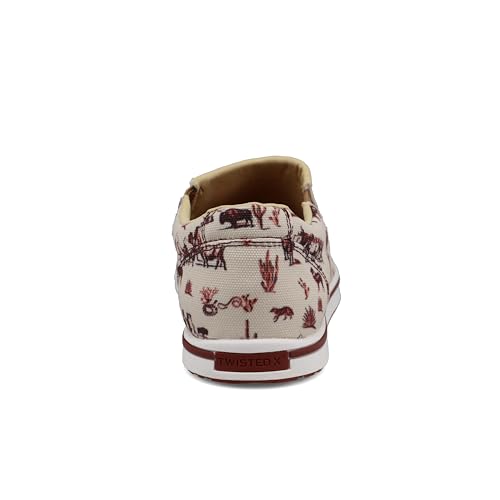 Image of Twisted X Women's Slip-On Kicks, Moc Toe, Maroon & Ivory, 11 M
