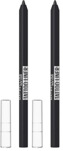 Maybelline New York, Tattoo Liner, Lápiz de Ojos Semi-permanente, Waterproof, No transferible, Tono: 900 Deep Onyx Negro, 1.3 gr (Paquete de 2)