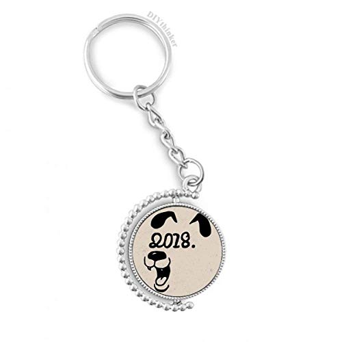 Llavero giratorio con anillo DIYthinker con temática de Feliz Año Nuevo de perro grande