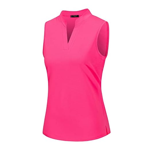 Vidusou Womens Golf Apparel,Tennis Polo Sleeveless Shirts Moisture Wicking Gym Shirts V Neck Lapel Collared Shirts Casual Summer Clothes Rose Red L