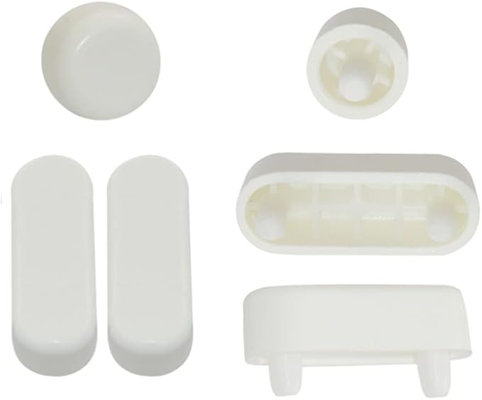 6 Pieces Wood Toilet Seat Buffers Set in White Round & Long 30mm