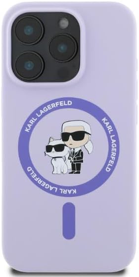 CG MOBILE Karl Lagerfeld KLHMP16XSCMKCRHU Case for iPhone 16 Pro Max 6.9 Inch Purple Hard Case Silicone Karl & Choupette Heads Ring
