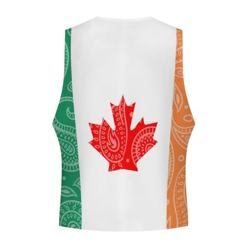 Canada Ireland Flag Paisley Pattern Novelty Men's Suit Vest Casual Formal Dress Vests Business Waistcoat4