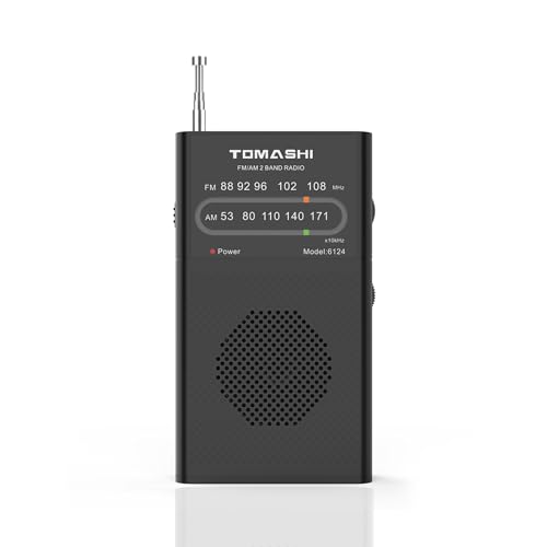 Radio AM/FM portable TOMASHI : mini radio de poche à piles avec prise casque audio