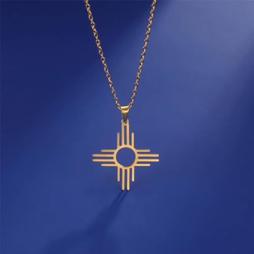 925 Sterling Silver Mexico Necklace, 14K Yellow Gold Mexico Zia Sun Symbol Pendant Neckalce for Women Men, Healing Warmth Amulet Jewelry, Mexico Necklaces Bracelet Map Flag Mexican Chain2