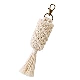 VALICLUD Geflochtener Makramee Schlüsselanhänger mit Quaste Handgefertigter Taschenanhänger in Beige Langlebiges Seilaccessoire für Schlüssel und Gepäck
