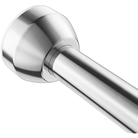 TEECK Shower Curtain Rod, 27-76 inch Adjustable Tension Spring, Shower Curtain Rod Tension, Premium Stainless Steel, Anti-Slip, No Drilling, No Rust, for Bathroom, Silver Cover