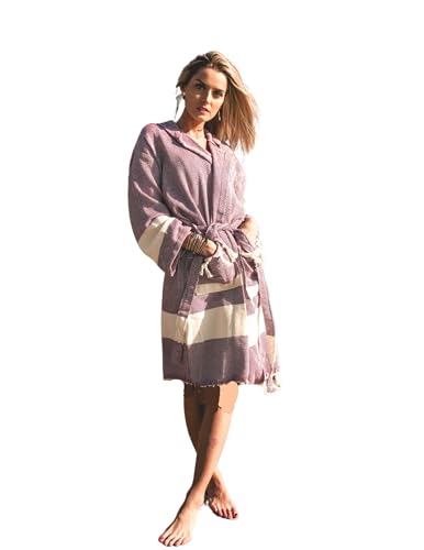 Basic Layers Turkish Hooded Bathrobe With Pocket for Men Women Lightweight Soft Ultra Absorbent Beach, Pool - Main Image