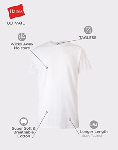 Hanes Mens Ultimate Tall Soft and Breathable Crewneck Undershirt 4-Pack, 2XT White2