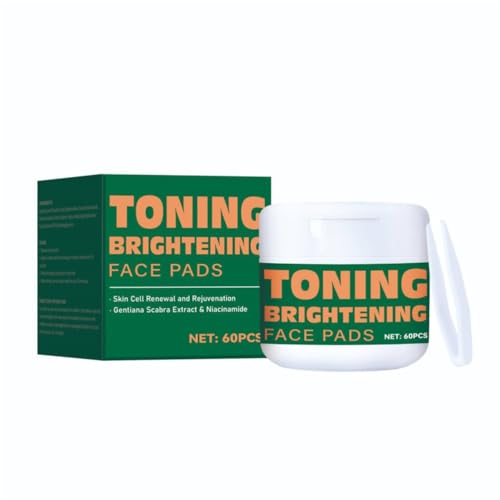 2PCS Brightening Toning Face Pads with Niacinamide & Gentiana Scabra Extract, Exfoliating Skin Renewal Pads, 60 Count