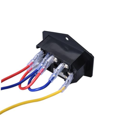 Ciieeo 15a Power Outlet Module with Fuse, Black Rocker Power Switch Socket for 3d Printer Parts, 110/220v Electrical Sup
