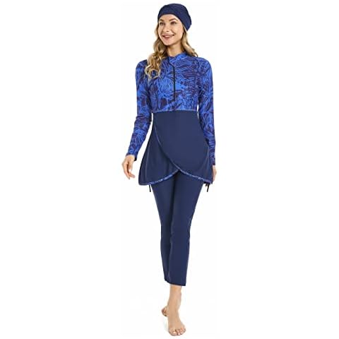 BlueSnow Muslim Swimsuit for Women Long Sleeve Modest Swimwear Burkini Islamic Arabic Swimming Costume (M, Y2) Cover