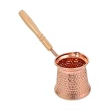 MUELODSIC 防烫木製ハンドル付き銅合コーヒーポット 多機能ミルク加熱兼用クッキングジャグ キッチン用日常使いコーヒーメーカー