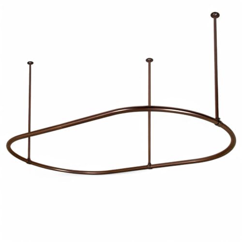 Large Oval Shower Curtain Rod/Curtain Rail for Clawfoot Tub, 60 x 28 inches, R Black