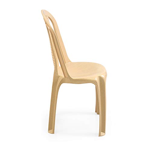 Nilkamal Plastic Chair for Living room |Set of 2 | 3 Year Warranty | For Home, Living Room, Outdoor | Marble Beige Colour | CHR4002