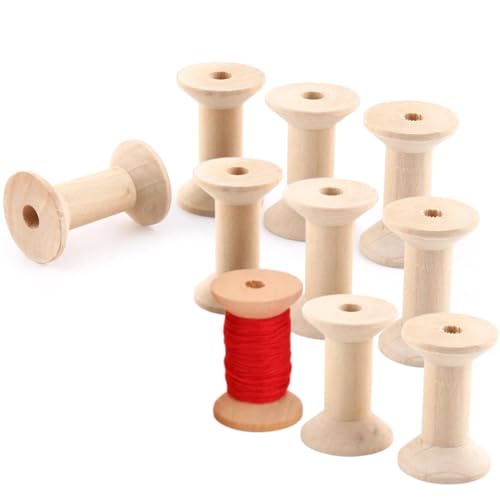 Tomotato Carretes de Hilo Vacíos de Madera Natural, Bobinas Semielaboradas de 47 mm x 31 mm, Organizador de Madera para Costura, Cintas, Alambres y Manualidades DIY