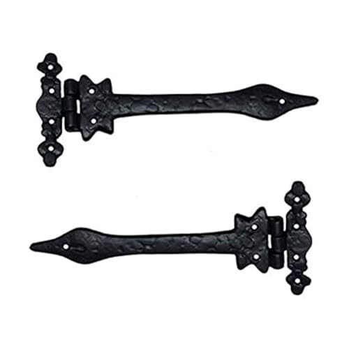 Adonai Hardware Haniel Black Antique Iron Strap T Hinge (9.5 Inch x 2 Pack) for Barn Doors, Gates, Kitchen Cabinets, Sheds, Wooden Box, Furniture, Cedar Chest and Trunks