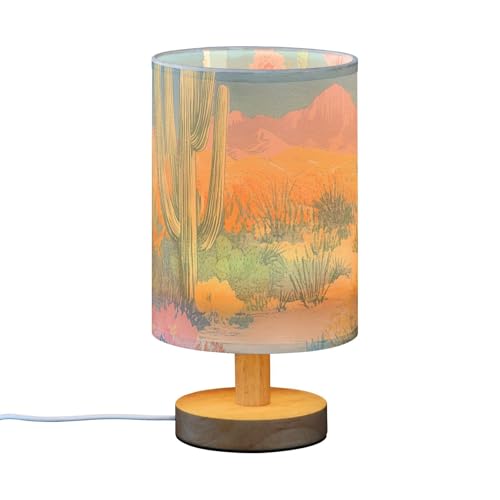 Lámpara de mesa pequeña con flores de cactus miniatura 2