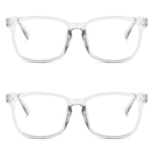 Image of Blue Light Blocking Computer Glasses for Men & Women, Square TR90 Lightweight Eyeglasses Frame, Anti Eye Strain UV Protection, Clear Lens for Gaming Office Reading