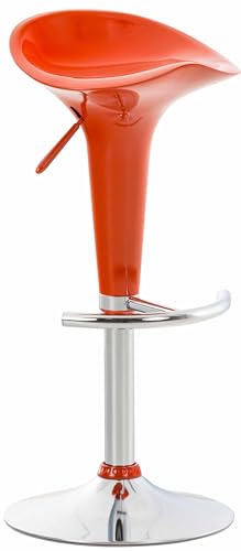CLP Tabouret De Bar Design Saddle I Chaise Haute De Bistrot avec Assise en Plastique I Hauteur Réglable Pivotant I Piètement Repose-Pieds Métal, Couleur:Orange