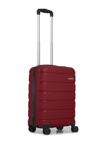 Image of Teakwood Unisex Trolley Bag, Hard Side Cabin, Lock System 360 Degree 8 Wheel Suitcase (S, Maroon)