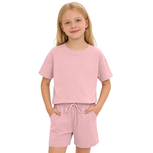Conjunto de verano para niña con hombros descubiertos y pantalón corto liso