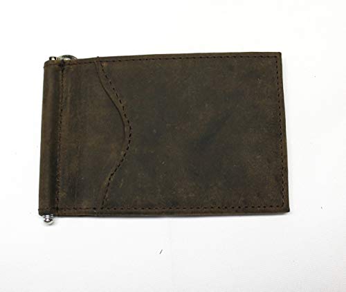 Rugged Leather Front Pocket Wallet with Spring Clip for Bills - Crazy Horse Cowhide2