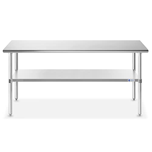 gridmann stainless steel work table 72 x 30 inches nsf commercial kitchen prep table with under shelf for restaurant and home