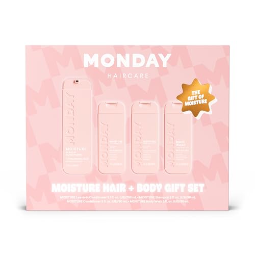 MONDAY Haircare MOISTURE Hair + Body Gift Set with Hyaluronic Acid, Coconut Oil and Shea Butter for Normal to Dry Skin and Hair