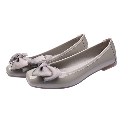 Square Toe Bow Ballet Flats Shoes for Women Comfortable Foldable Dressy Flats Slip On Walking Shoes