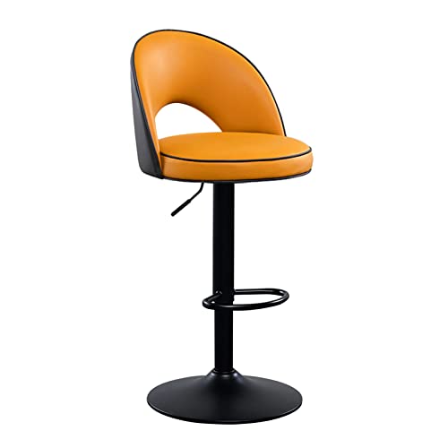 GOGUANG Moderner drehbarer Barhocker, Barstuhl aus PU-Leder Frühstücks-Esszimmerstuhl mit Rückenlehne für Küchentheke, gepolsterter Metall-Hochhocker, Höhenverstellbar(Color:Orange) Cover