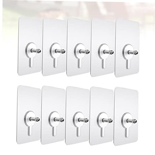 Image of Housoutil 10 Pack Non-Trace Hook Wall Sticker Picture Hanging Kit 8mm Screw Hooks Easy to Use for Hardwall Drywall (5.7x5.7cm)