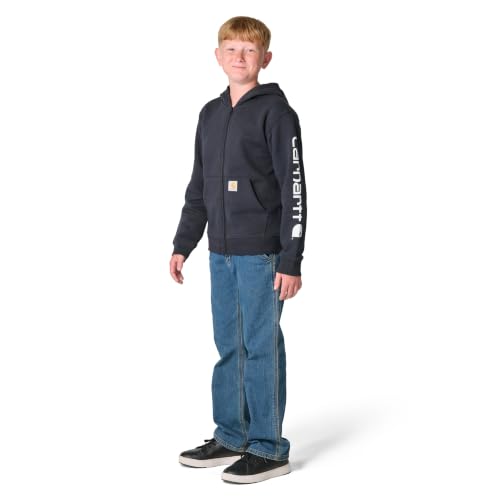 Image of Carhartt Kid's CP8675 Long-Sleeve Full-Zip Logo Sweatshirt - Boys