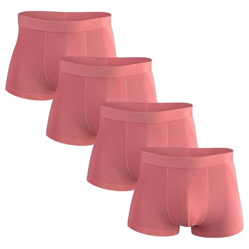 Mens Cotton Boxer Briefs, Ultra-Soft Tagless Design | Breathable Underwear with Vibrant Colors | 4-Pack Multi-Color