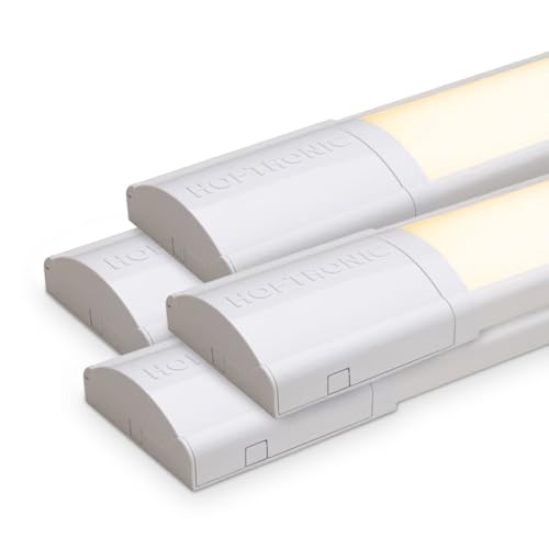 HOFTRONIC - 4er Pack LED Lichtleisten 120cm 40W Röhrenlampe Komplett 3000K Warmweiß 4800lm Super Hell 30000h Langfeldleuchte 1200x74x25mm (LxBxH) Kellerlampe garagenbeleuchtung - IP20 Innen