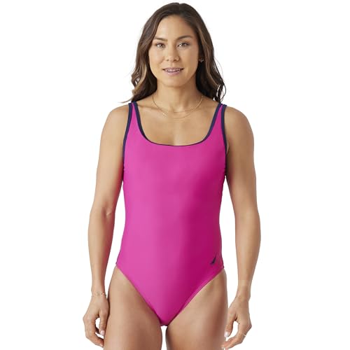 Image of Nautica Womens One-Piece Swimsuit - Slimming Tummy Control Bathing Suit, Quick-Dry Fabric, Bikini Swimsuit