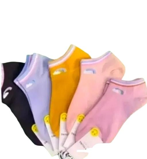 Trendy Fashion Socks for Women & Girls – Pack of 4 Pairs Solid Ankle Length Socks yellow free size-image-46